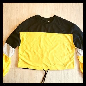 Women's Color patchwork L/S Crop top